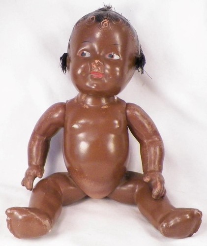 Bambola composizione afroamericana bambino 12 pollici ciuffi capelli snodati vintage - Foto 3 di 14