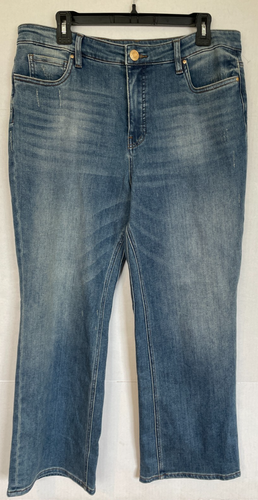 KUT FROM THE KLOTH KELSEY ANKLE FLARE BLUE JEAN HIGH RISE WOMENS SIZE 14 NEW