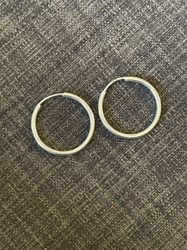 Plata de ley 2 mm. Pendientes de aro sin fin de alto pulido 925, 25 mm de diámetro - Imagen 5 de 8