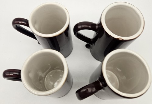 4 Vintage Expresso Demitasse Mugs Chocolate Brown Glaze 4.25" - Picture 3 of 6