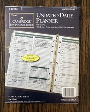 Mead #47200 Undated Daily Planner 8 1/2 x 11, fits 3 & 7 ring 30 sheets New