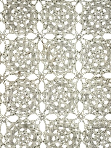 Tapete Hecho a Mano Algodón Crochet (Gancho de Acero) Off White Encaje y Estrellas 17,5 x 14 - Imagen 6 de 7