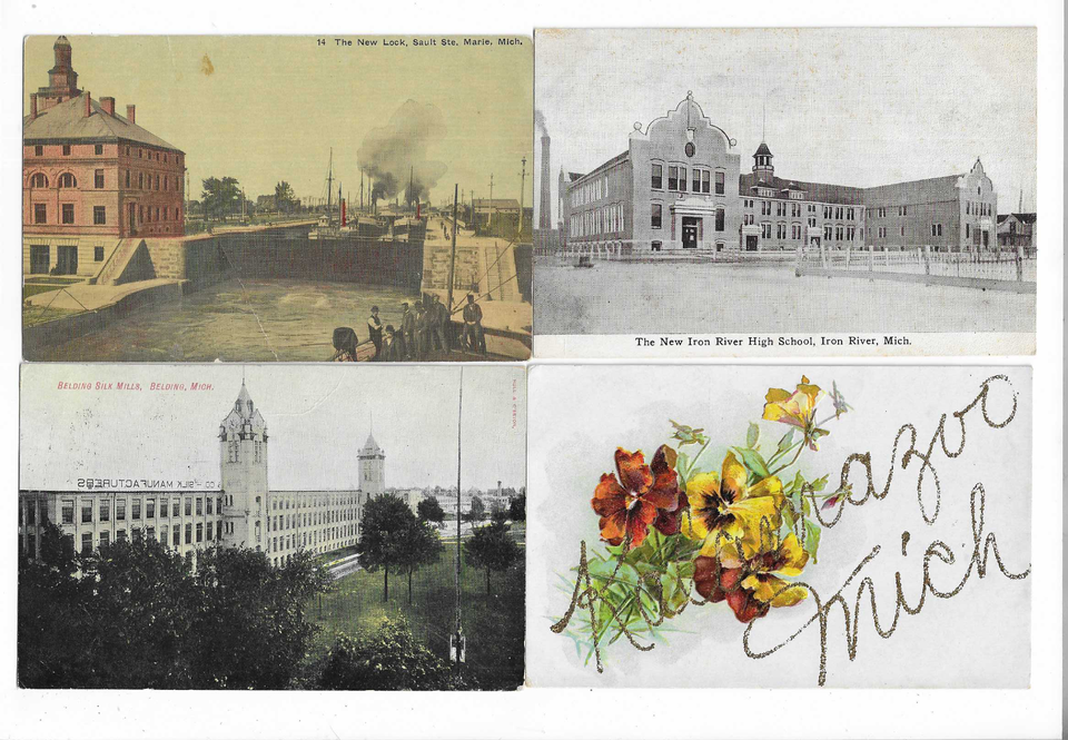 Lot of 48 MI Michigan Postcards Detroit Escanaba Gladstone Ironwood