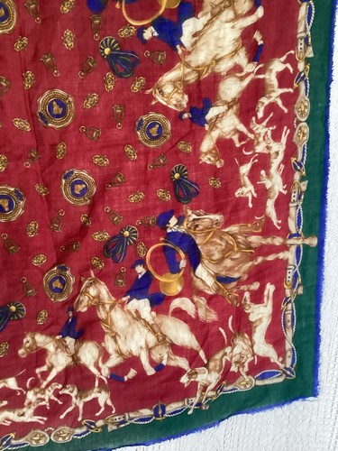 Gand Foulard Châle Vintage en Laine ( FV06/30/04-24B ) Echarpe Chasse à Cours - Foto 8 di 12