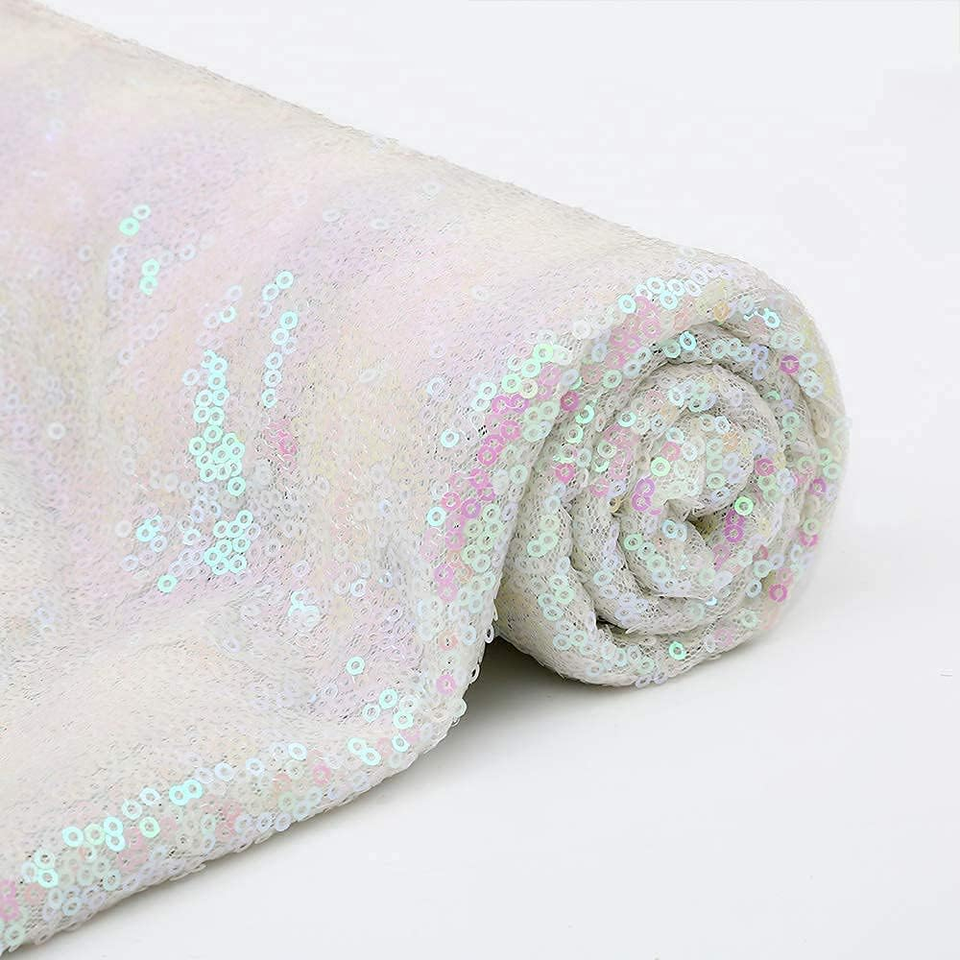 Iridescent Sequin Tablecloth 120" round Sparkle Table Cover Glitter