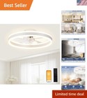 19.7in Contemporary Flush Mount Ceiling Fan with App-Controlled LED Lighting