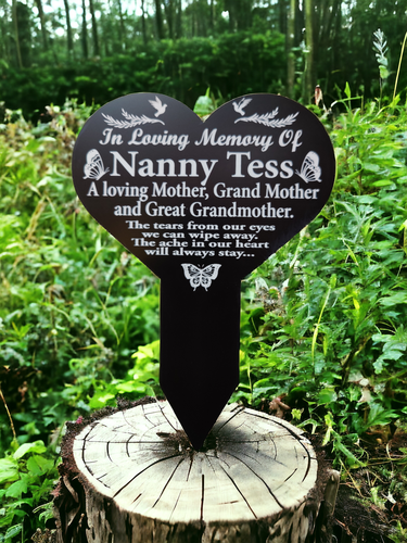 Grave side marker plaque memorial engraved heart Ornament stake memory - Picture 2 of 18