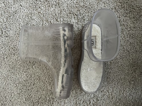 UGG Drizlita durchsichtige wasserdichte Gummi-Regenstiefel US Damengröße 6 Wolle neu - Bild 6 von 8