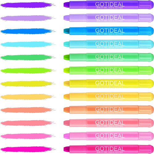 Bible Highlighters, 12 Pack Assorted Colors Gel Highlighters Pens Set - Picture 2 of 12