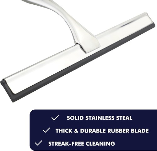 Shower Squeegee for Glass Doors,All-Purpose Glass Squeegee Non-Slip Handle,10 In - Picture 2 of 8