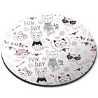 Round Mouse Mat  - Cat Illustration Drawings Kitten Fun Girls  #44544