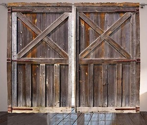 2 Panels Old Wooden Door Curtains Room Bedroom Window Drapes Blackout Curtains | EBay