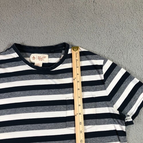 penguin by munsingwear T shirt mens L black white stripes pocket - 第 6/10 張圖片
