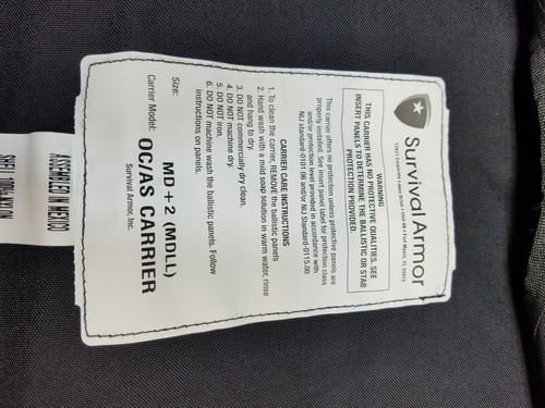 Survival Armor Tactical Molly Vest Carrier Only Black MD+2 (MDLL) OC/AS Carrier - Picture 10 of 12