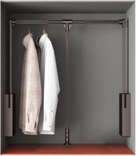 Pull Down Closet Rod for Hanging Clothes, For 21.6"~26"openings, Mocha 