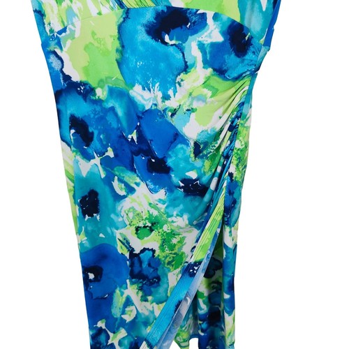 Lauren Ralph Lauren Size 8 Blue Green Floral Watercolor Faux Wrap Dress Career - Picture 3 of 7