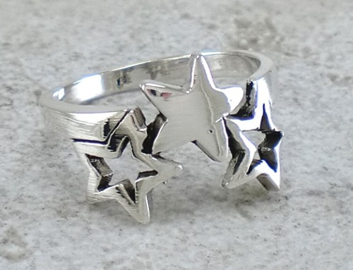 LINDO ANILLO ESTRELLA MÚLTIPLE PLATA ESTERLINA .925 talla 7 estilo# r3425 - Imagen 2 de 4
