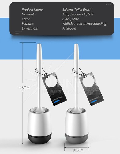 Silicone Soft Bristle Toilet Brush Base Home WC Bathroom Hair Cleaning Tool Set - Picture 8 of 13
