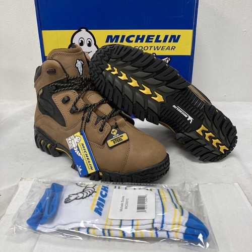Michelin Safety Footwear Steel Toe Mens Work Boot Pilot Exalto Size 12W & Socks - Picture 1 of 12