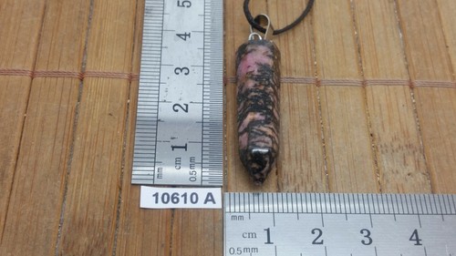 Pendentif POINTE RHODOCHROSITE + cordon reglable mineraux reiki collier - Imagen 2 de 3