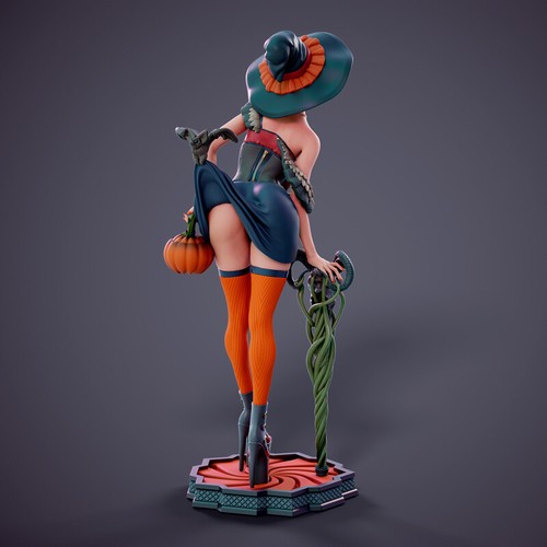 Halloween witch 1/8 23cm 3D print figure Model Kit Unpainted Unassembled GK - Picture 13 of 16