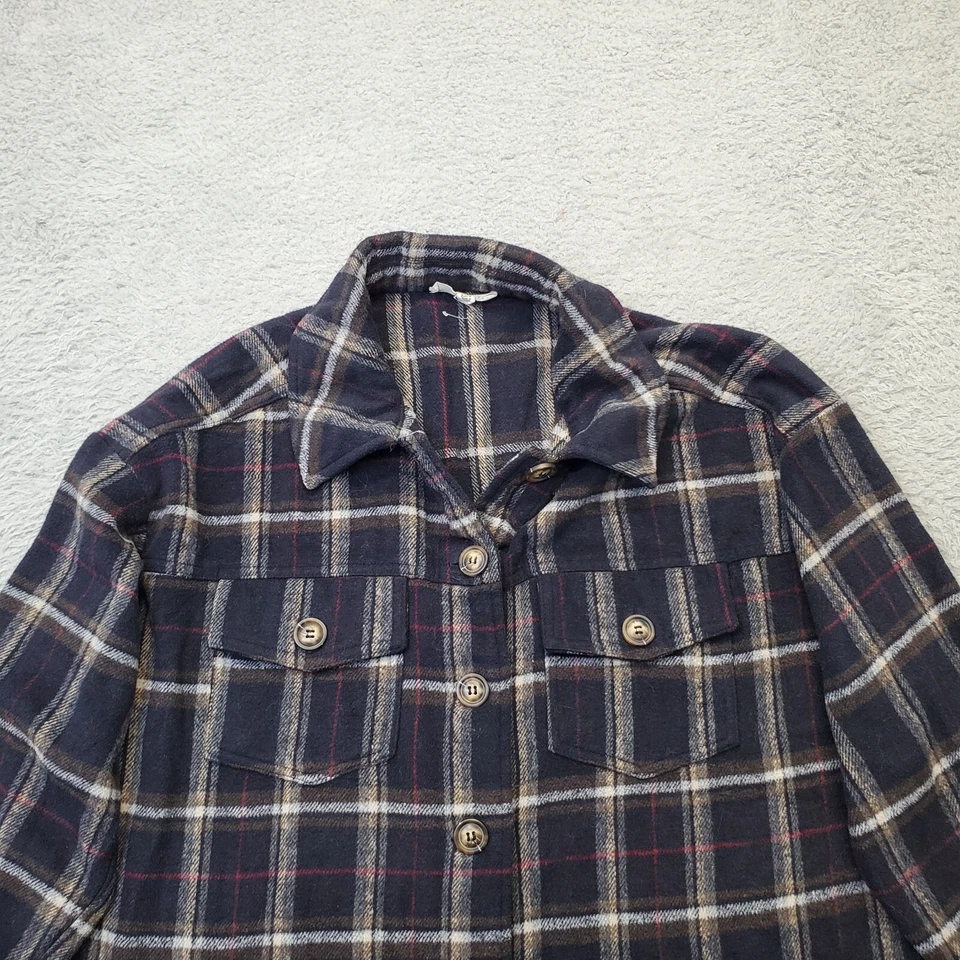 Camisa Top La Hearts Mujer XS Multi Cuadros Franela Manga Larga Cuello Abotonado Foto 3 de 4