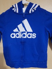 Adidas Zip Jacket Blue Hooded Youth 4T Logo Spellout