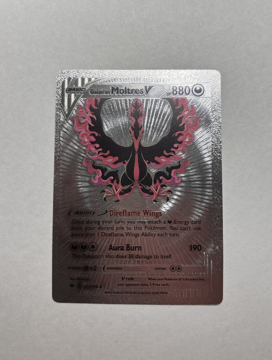 GALARIAN MOLTRES V Silver Foil Fan Art Display Card Dire