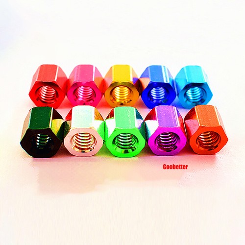 Colourful Hex Nut Anodised Aluminium Metric 5mm-25mm Length M2 Hexagon Full Nuts - Picture 11 of 18