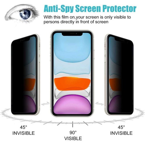 Privacy Screen Protector Tempered Glass for iPhone 16 15 14 13 Pro Max 11 Plus X - Picture 2 of 16