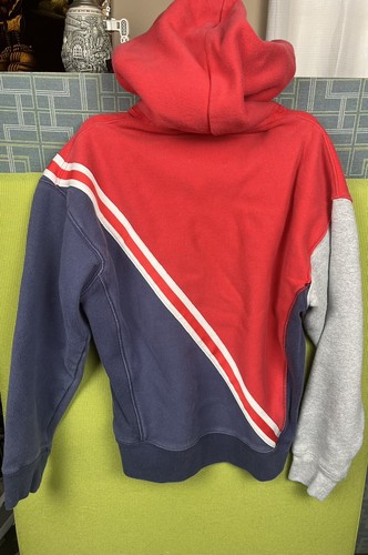 Champion Mujer Talla M Pullover Sudadera con Capucha Tejido Inverso Rojo/Azul/Gris - Imagen 2 de 3