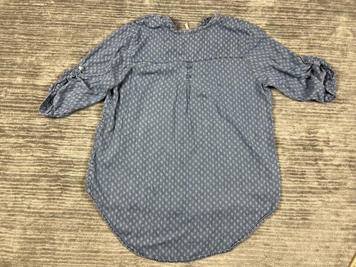 Grand & Greene Top Womens 1X Blue Patterned 3/4 Sleeve Tunic Pockets - Picture 7 of 12