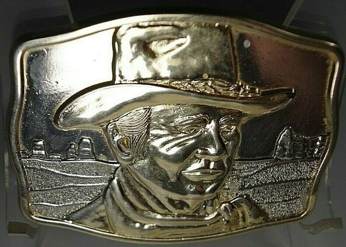 BELT BUCKLE JOHN WAYNE THE MAN OF THE GOLDEN WEST VINTAGE VERY CLEAN L.E. #2521 - Picture 2 of 4