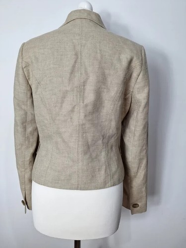 Hobbs Wool & Linen Two Piece Beige Dress Jacket with Pockets Suit Set Size 12 - Picture 9 of 24