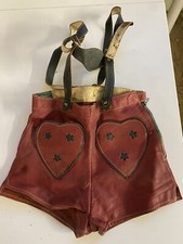 Vintage German Oktoberfest LEDERHOSEN Child Size Shorts Suspenders Leather