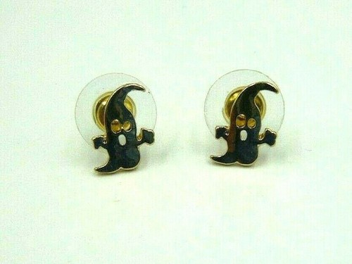 SMALL CUTOUT GOLD GHOST POST EARRINGS  HALLOWEEN - Picture 1 of 3