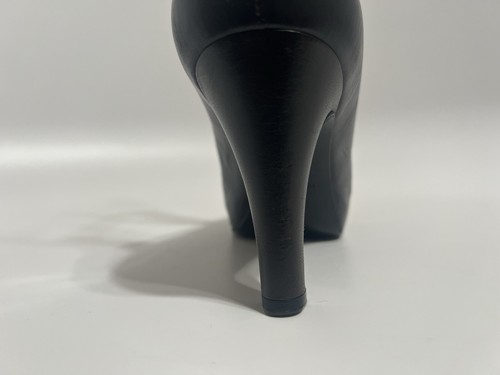 Vtg Chanel Brown Leather CC Logo Peep Toe Heels 37 - Picture 16 of 21