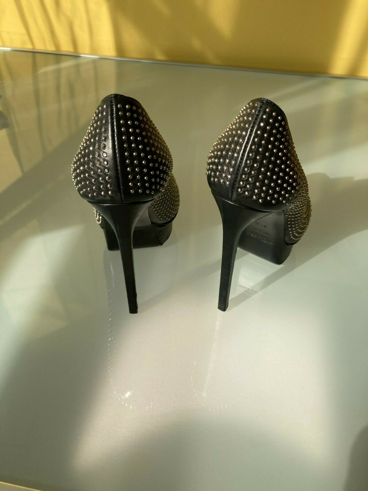 black studded platforms