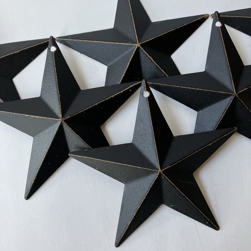 Set/12 Brown & Black Barn Star Stars 3.5" Primitive Metal Farmhouse Craft Supply - Picture 3 of 11