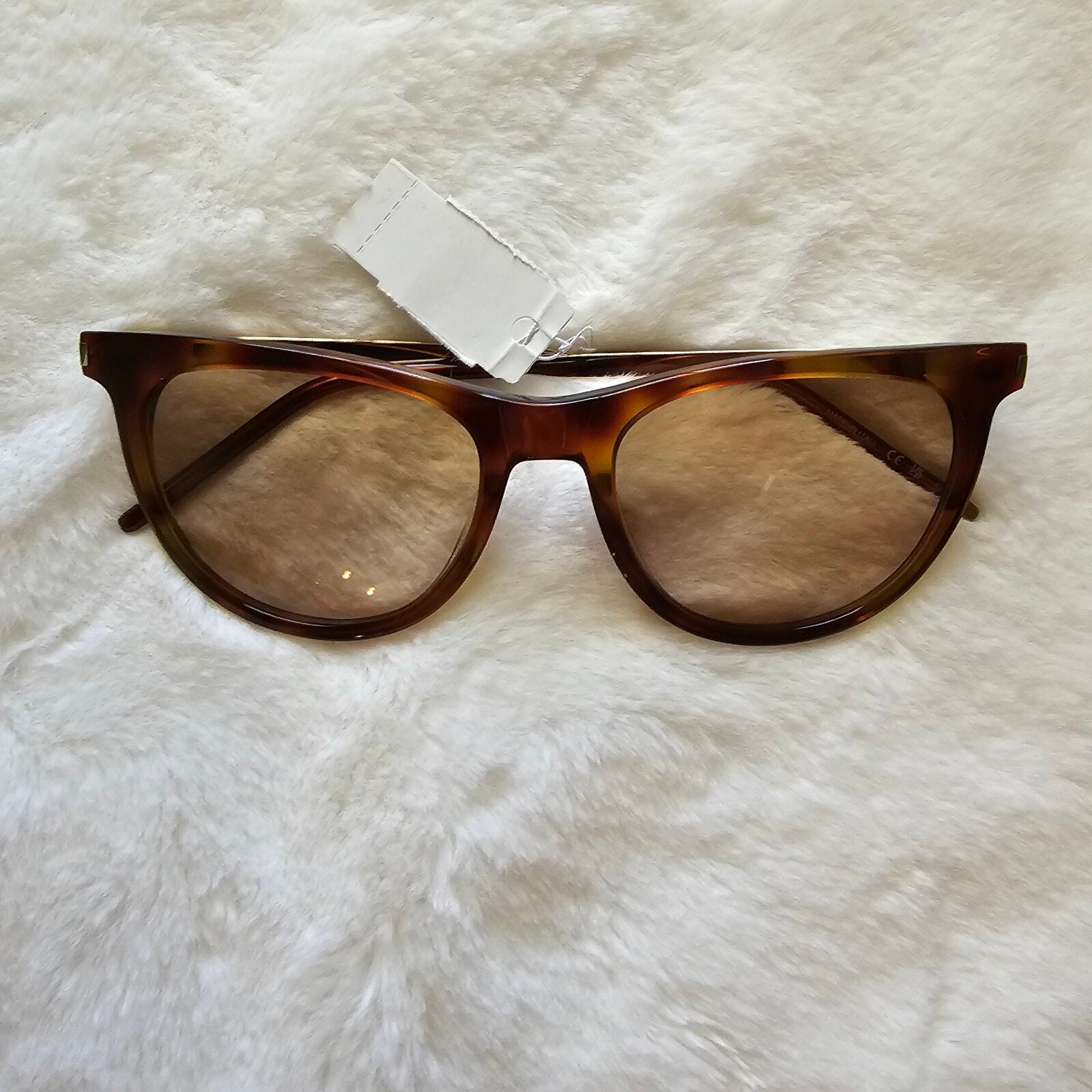 Saint Laurent 54 mm occhiali da sole occhio di gatto marrone Havana