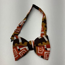 Vintage Bowtie Men's BUTTERFLY BOW TIE Cotton Adjustable Brown/Orange/White