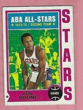                   1974-75 TOPPS RON BOONE BASKETBALL CARD #195  EX 