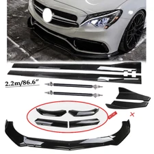 Front Bumper Lip Spoiler Chin Splitter For Mercedes-Benz Body Kit Glossy Black