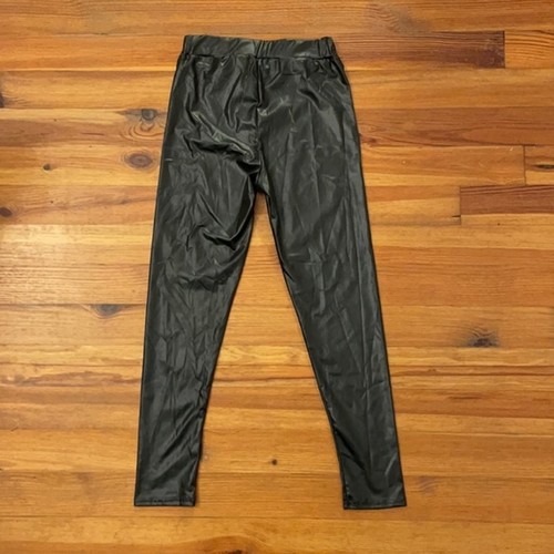 Boohoo High Waist Black Wet Look Faux Leather Leggings Pants Womens 2 NEW - Picture 6 of 13