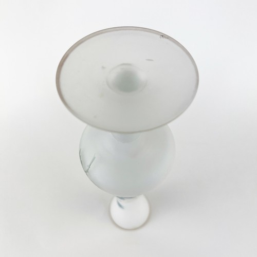 Satin Frosted Blue Floral Fluted Glass Bud Vase - Picture 7 of 7
