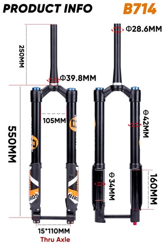 27.5/29Inch Bicycle Forks 15*110mm Boost Front Suspension Air Fork Travel 160mm - Picture 19 of 26