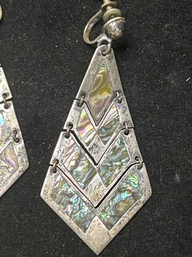 STERLINGSILBER TAXCO MEXIKO ABALONE OHRHÄNGER SCHRAUBVERSCHLUSS - NACHLASSFUND - Bild 4 von 6
