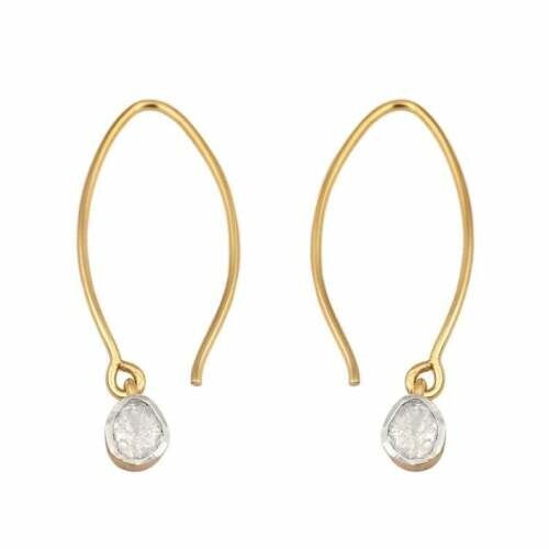 Designer Diamond Polki Dangle Earrings 925 Sterling Silver Party Wear Earrings - Picture 6 of 8