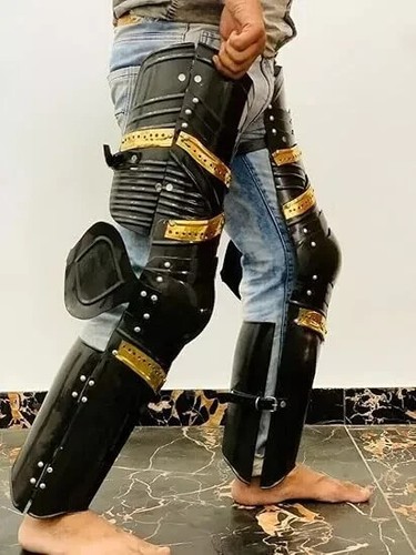 Armor Gothic Leg Set Medieval Steel Full Leg Guard Armor Black Knight Warrior - Picture 5 of 6