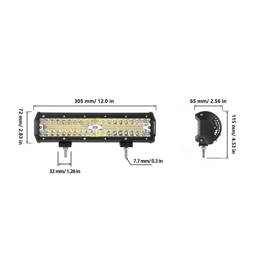 AUXBEAM 12 inch 6 Modes White&Amber Flash Strobe LED Work Light Bar Driving Lamp - Picture 10 of 12